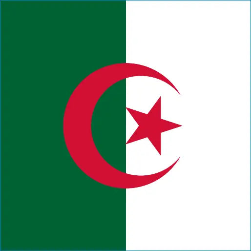 Flag of Algeria with red crescent and star for Algeria Travel Data eSIM connection