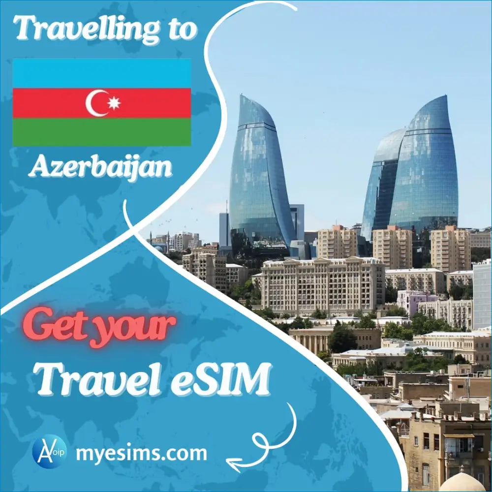 Azerbaijan travel eSIM promo with Flame Towers in Baku for 4G/5G connectivity