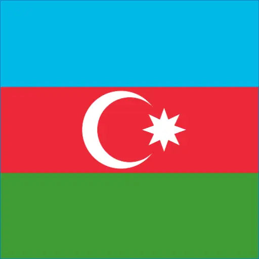 Flag of Azerbaijan with blue, red, and green stripes for Azerbaijan Travel eSIM