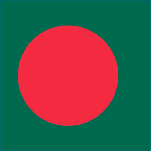 Red circle on green background for Bangladesh Travel eSIM data roaming connectivity