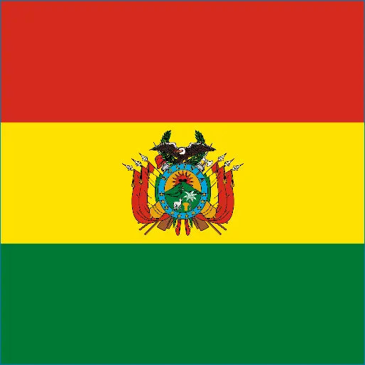 Flag of Bolivia with red, yellow, green stripes for Bolivia travel eSIM connectivity