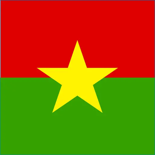 Flag of Burkina Faso with red and green stripes and a yellow star for Faso travel eSIM