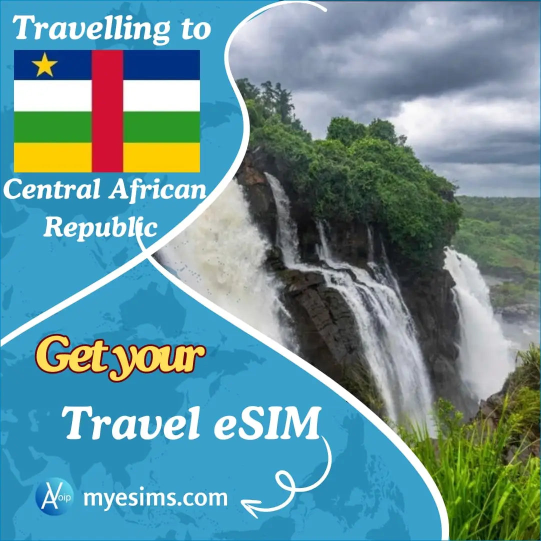 Cascading waterfall in Central African Republic, perfect for travel roaming eSIM users