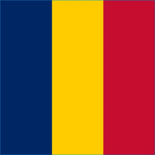 Flag of Romania with blue, yellow, and red stripes for Chad travel eSIM connectivity