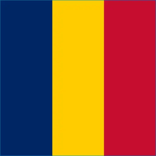 Flag of Romania with blue, yellow, and red stripes for Chad travel eSIM connectivity