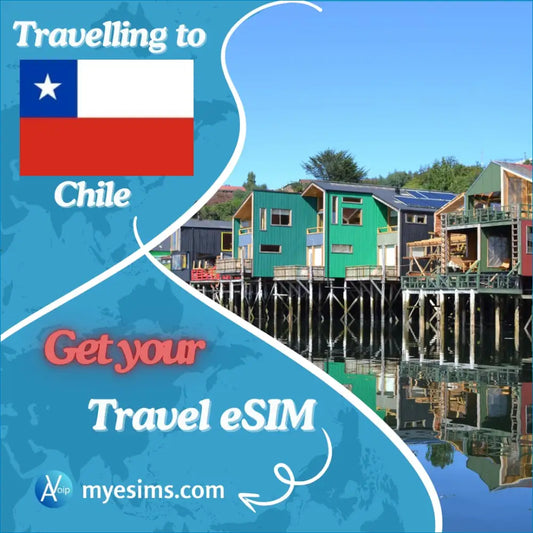 Colorful stilt houses in Chile with reflections, perfect for your travel eSIM adventure