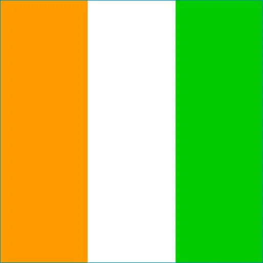 Côte d’Ivoire flag with orange, white, green stripes for Côte d’Ivoire Travel eSIM