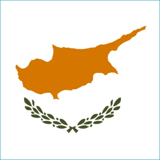 Flag of Cyprus with orange island silhouette and olive branches for Cyprus travel eSIM