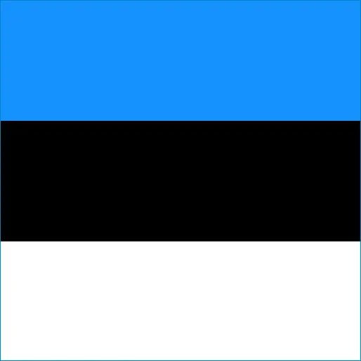 Flag of Estonia with blue, black, and white stripes for Estonia travel eSIM connectivity