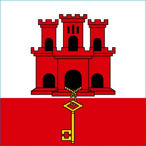 Red castle with three towers and a golden key, perfect for Gibraltar Travel eSIM