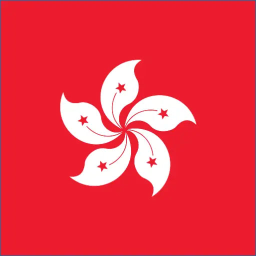 White five-petal flower with red stars on red for Hong Kong eSIM Travel Data Roaming