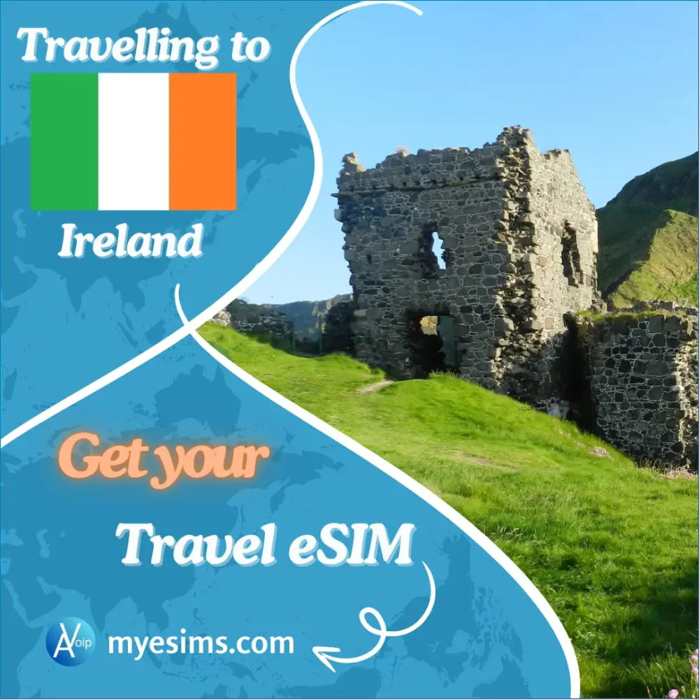 Ancient stone castle ruins in Ireland, perfect for exploring with an Ireland Travel eSIM