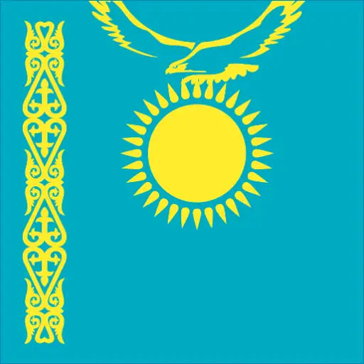 Flag of Kazakhstan with sun and eagle design for Kazakhstan Travel eSIM and roaming