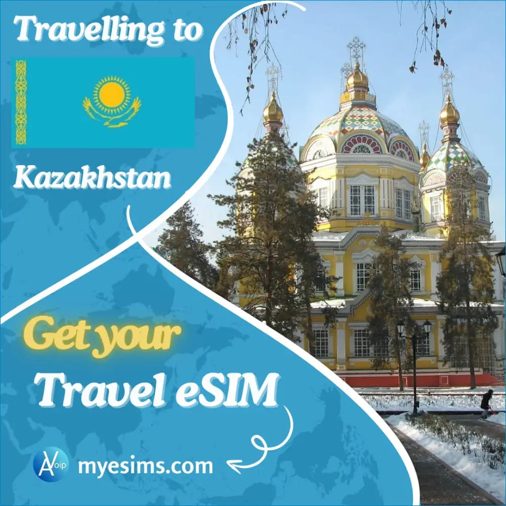 Ornate Kazakhstan cathedral with golden spires for seamless travel roaming with eSIM