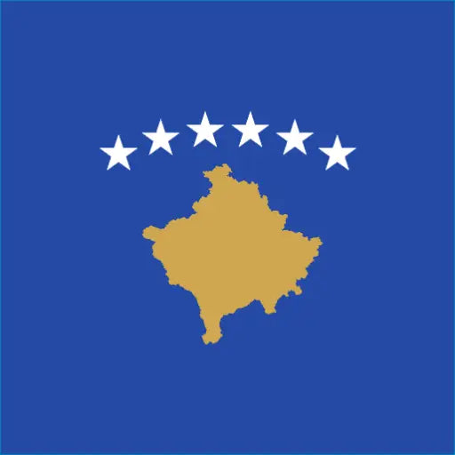Flag of Kosovo with gold map and stars for Kosovo Travel eSIM Connection 4G