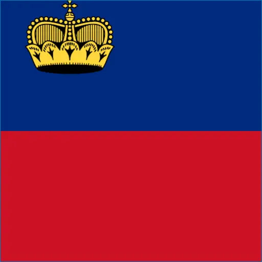 Golden crown detail on a blue and red backdrop for Liechtenstein Travel eSIM