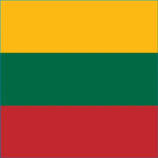 Flag of Lithuania in yellow, green, and red for Lithuania travel eSIM data roaming