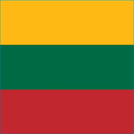 Flag of Lithuania in yellow, green, and red for Lithuania travel eSIM data roaming