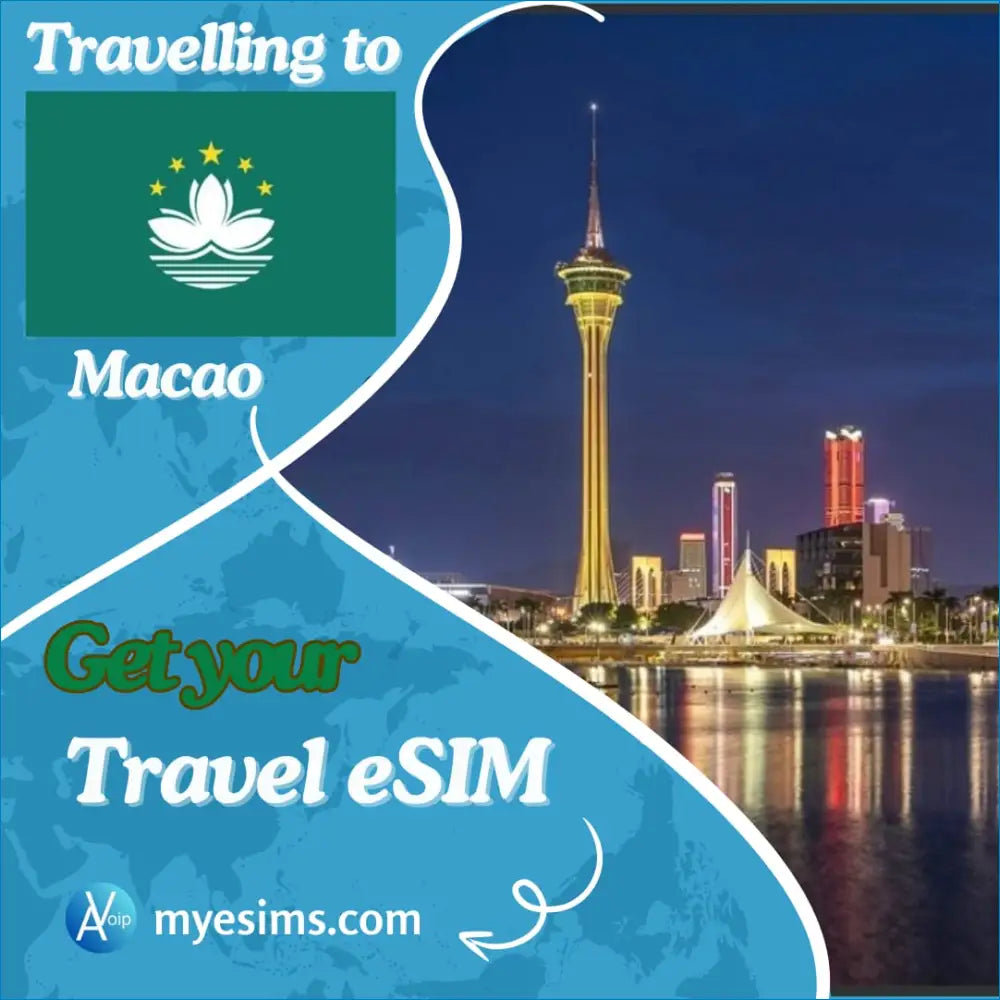 Travel eSIM for exploring Macao with a stunning view of Macau Tower at night