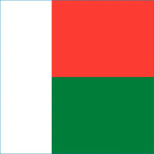 Flag of Madagascar with red, white, and green stripes for your Travel eSIM adventure