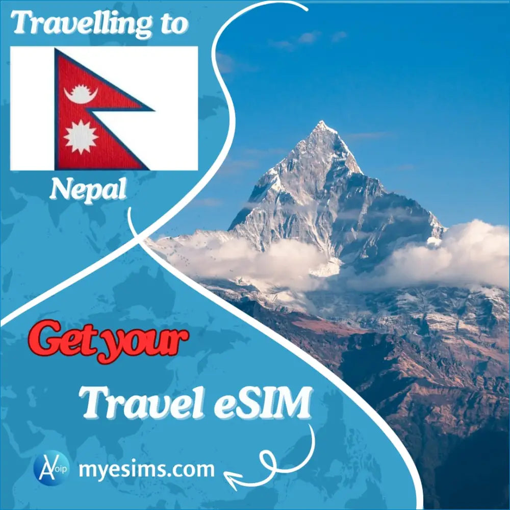 Snow-capped Mount Everest peak among clouds promoting Nepal Travel eSIM and 4G connectivity