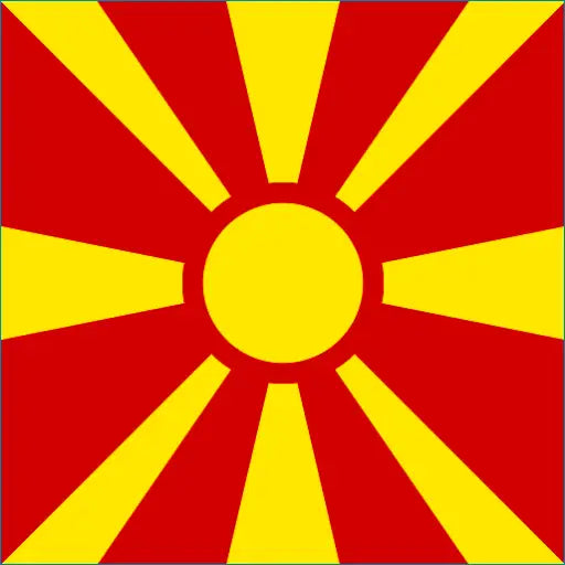 North Macedonia flag with yellow sun and beams for North Macedonia travel eSIM connectivity