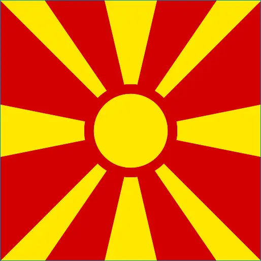 North Macedonia flag with yellow sun and beams for North Macedonia travel eSIM connectivity