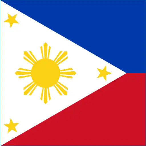 Philippines flag with triangle, stripes, sun, and stars for Philippines travel eSIM Adventures