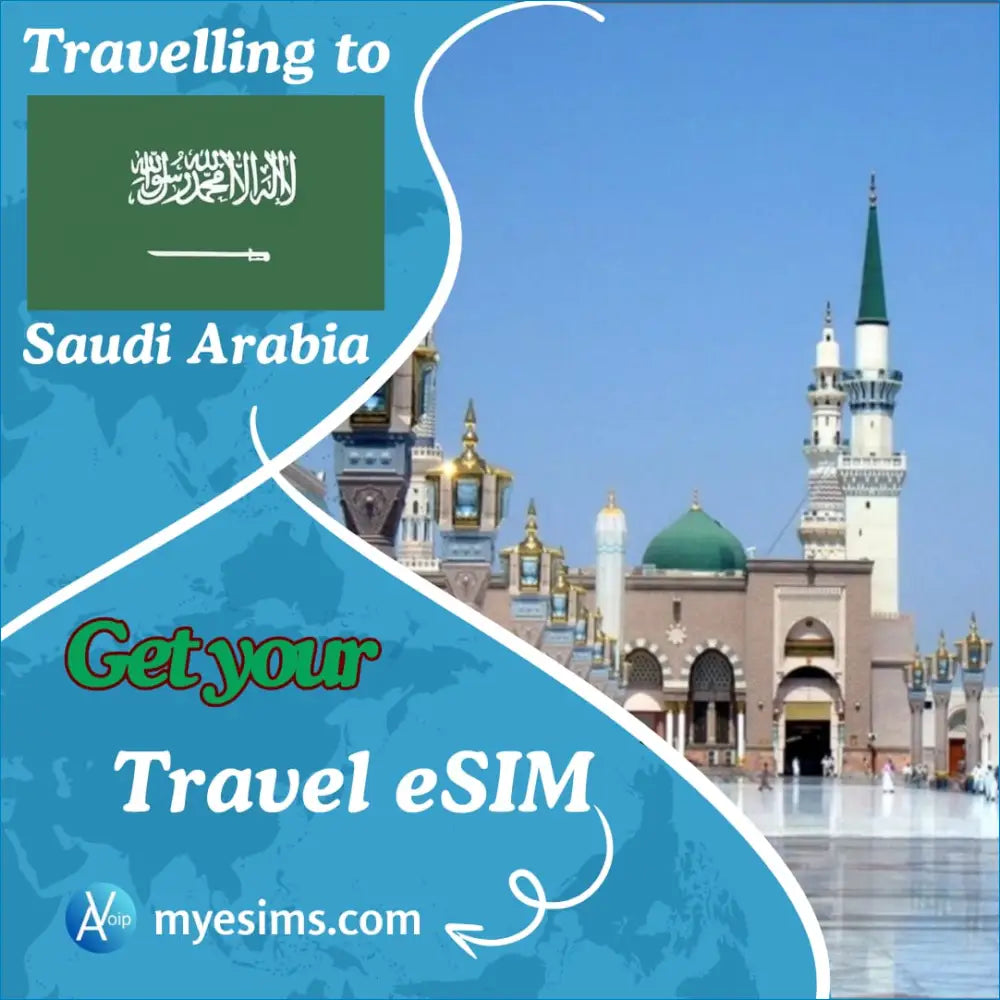 Travel eSIM for Saudi Arabia with the stunning Prophet’s Mosque in Medina