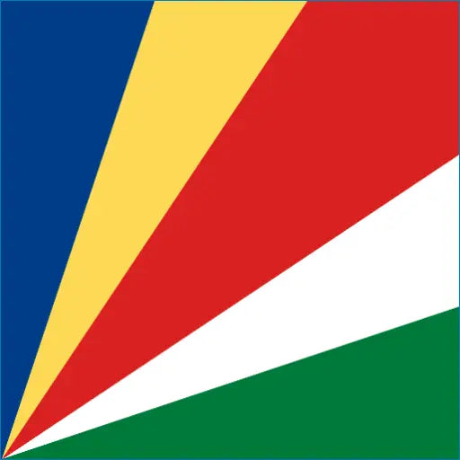 Flag of Seychelles with vibrant triangles for Seychelles travel eSIM connectivity