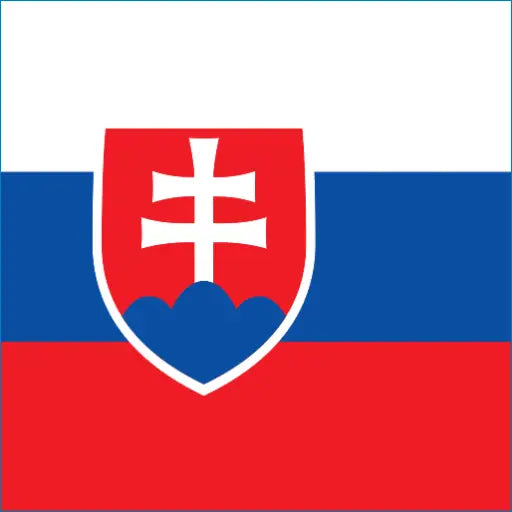 Flag of Slovakia with red, white, blue stripes and shield emblem for Slovakia eSIM travel data