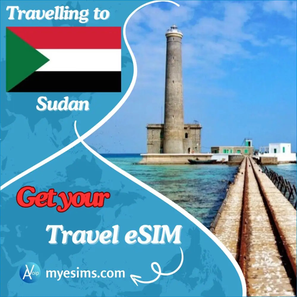 Lighthouse and stone walkway with Sudan eSIM for seamless travel internet access