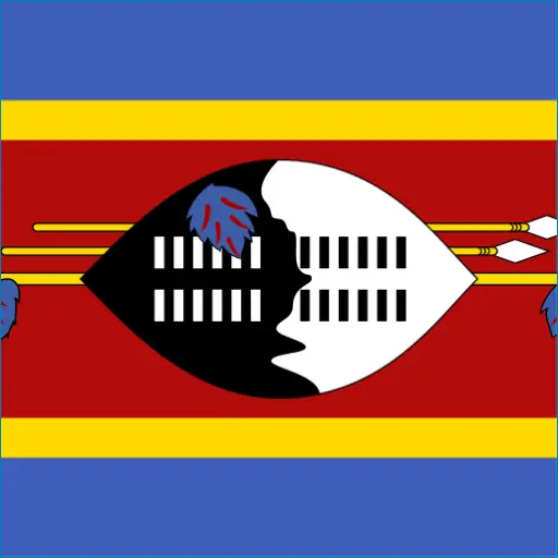 Swaziland travel ESim flag with blue and red stripes and black face design