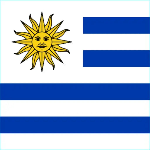 Flag of Uruguay with blue and white stripes and sun, perfect for Uruguay eSIM travel