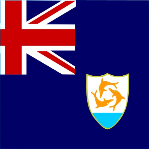 Anguilla flag with dolphin emblem on shield, South America-inspired design for data plan or esim