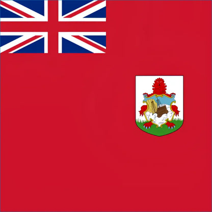 Red flag with British Union Jack and coat of arms representing Bermuda for South America data plan