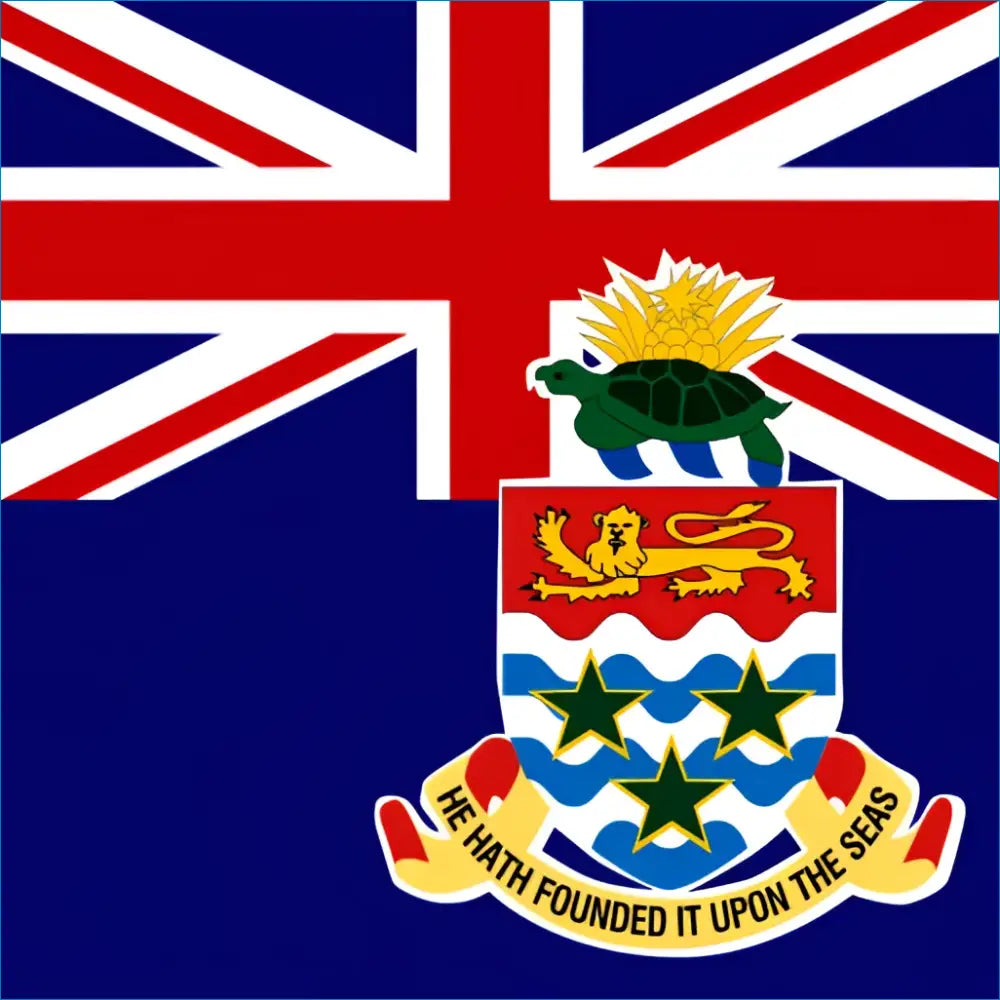 British flag with Union Jack design and coat of arms representing Cayman Islands data plan