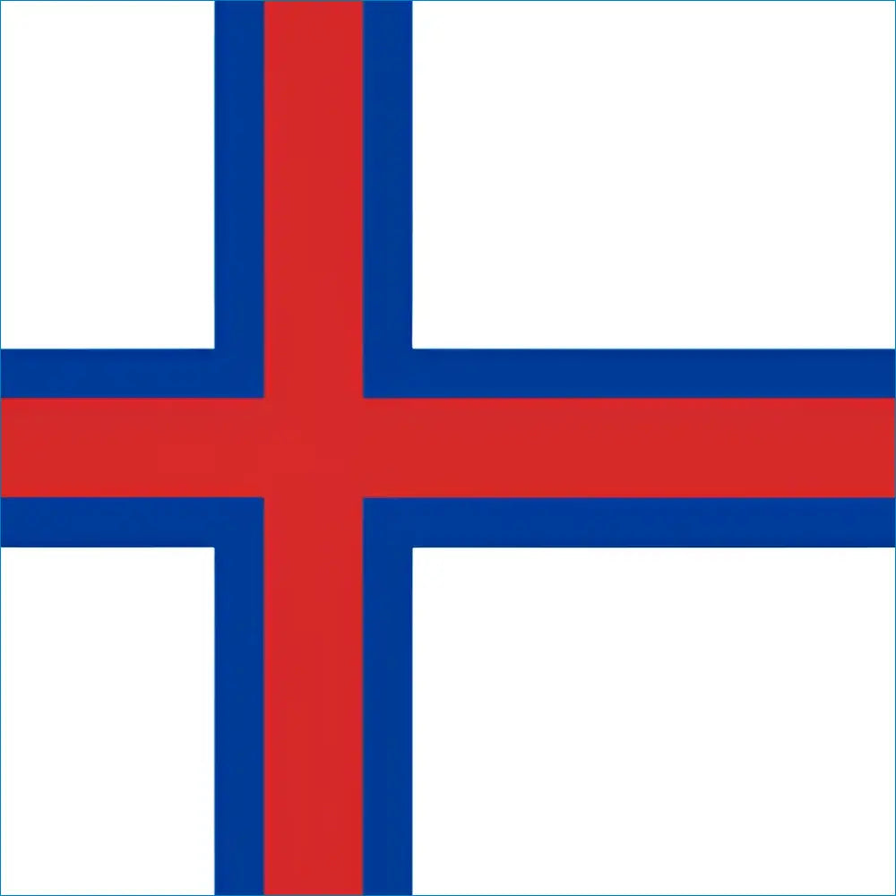 Red and blue cross flag sticker for Faroe Islands eSIM data plan product