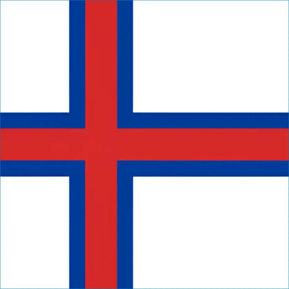 Red and blue cross flag sticker for Faroe Islands eSIM data plan product