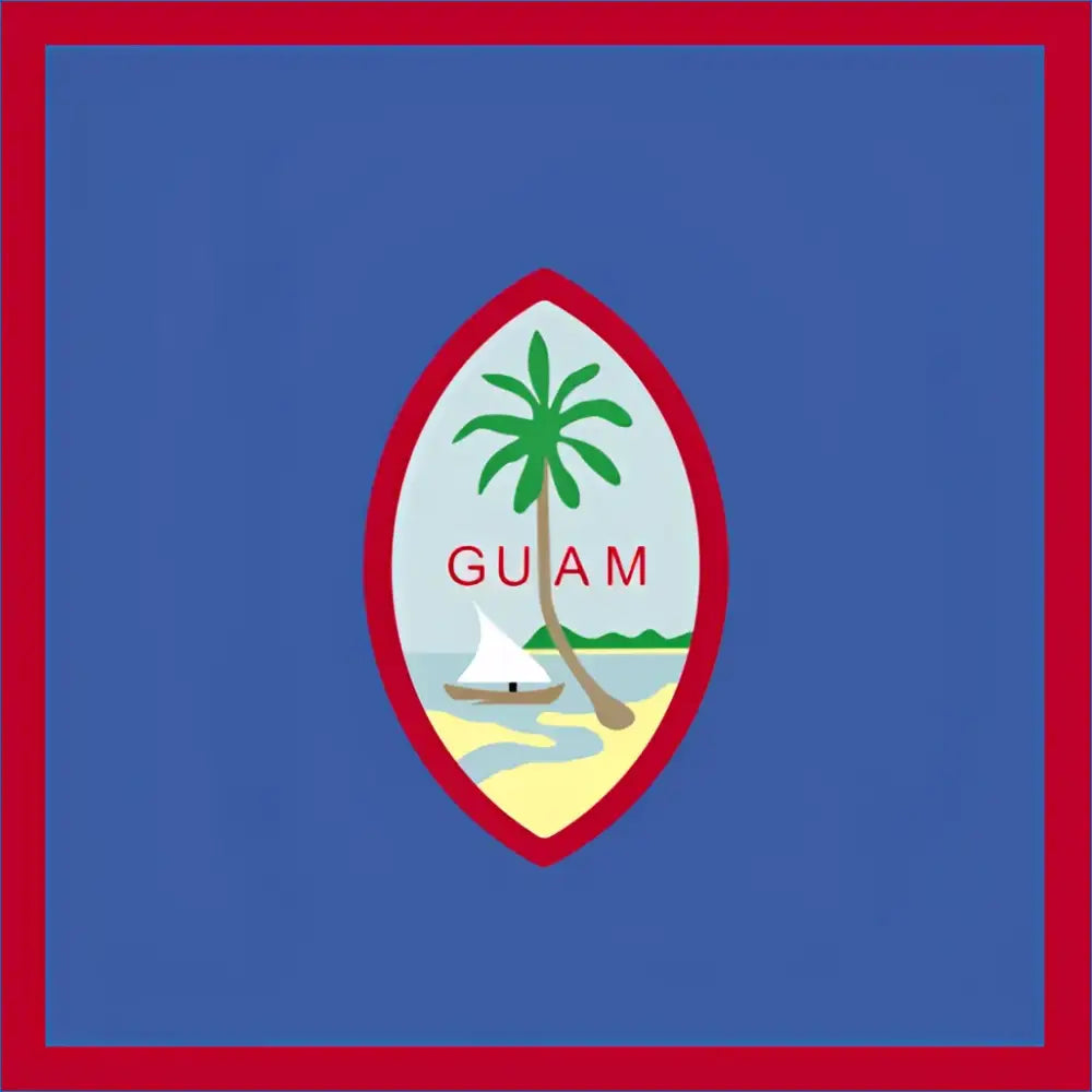 Blue and red Guam flag with white palm tree design on travel eSIM product image