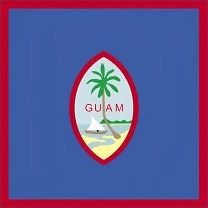 Blue and red Guam flag with white palm tree design on travel eSIM product image