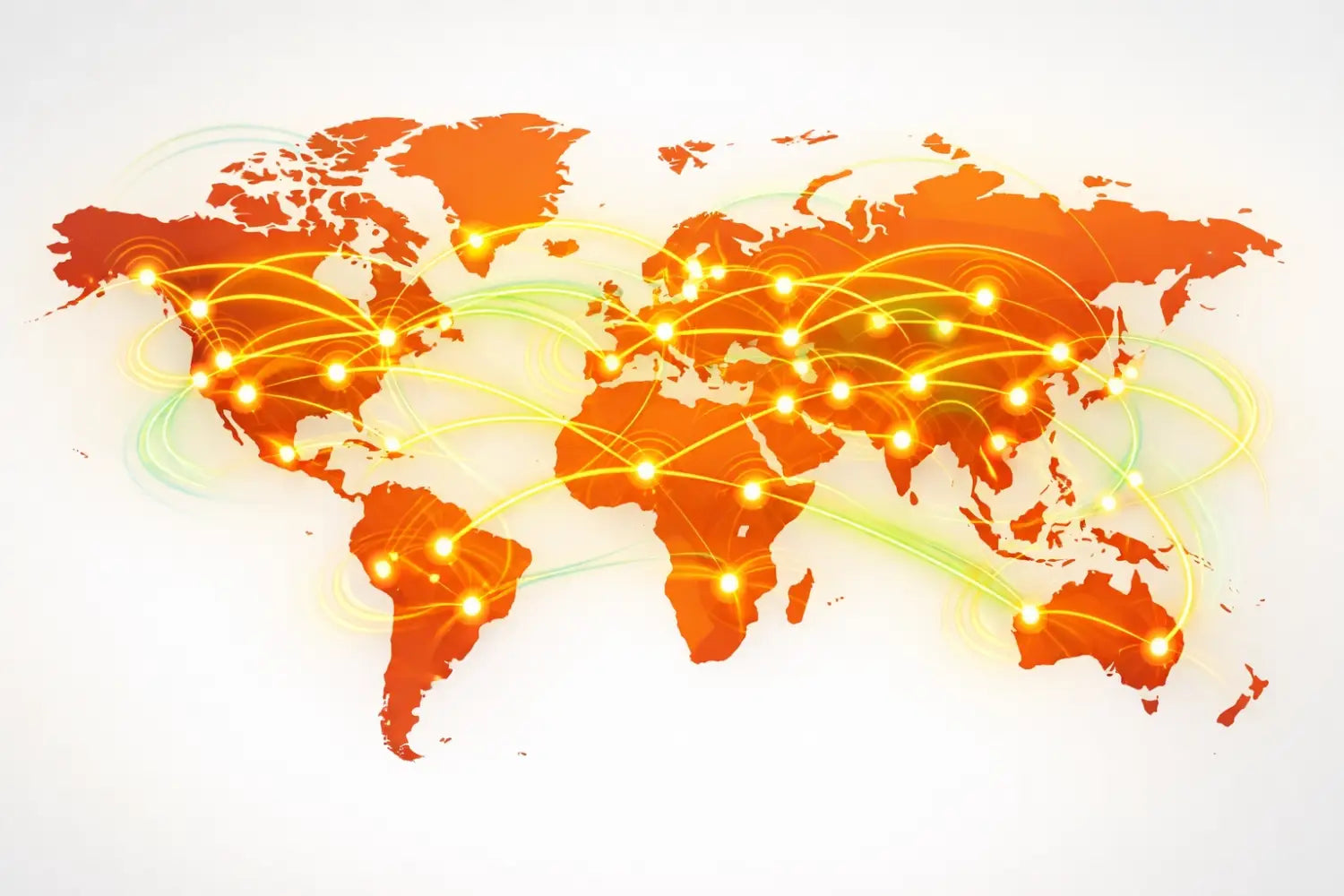 Global orange map with glowing lines for 2026 eSIM travel hacks