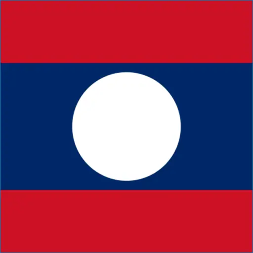 Laos flag with red and blue colors and white circle, ideal for travel esim data plan
