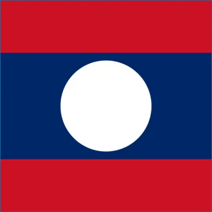 Laos flag with red and blue colors and white circle, ideal for travel esim data plan