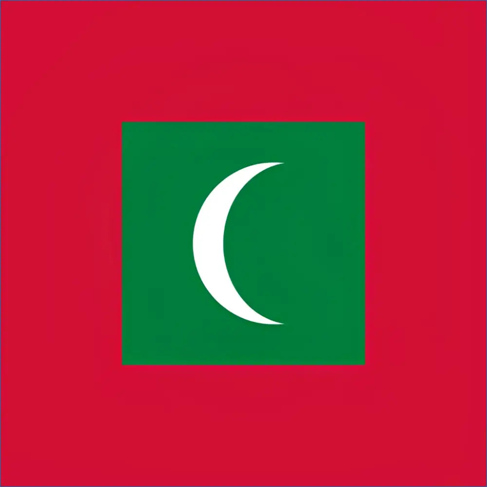 Red flag with green square and white crescent moon design on Maldives travel eSIM product