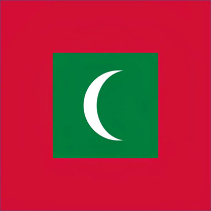 Red flag with green square and white crescent moon design on Maldives travel eSIM product
