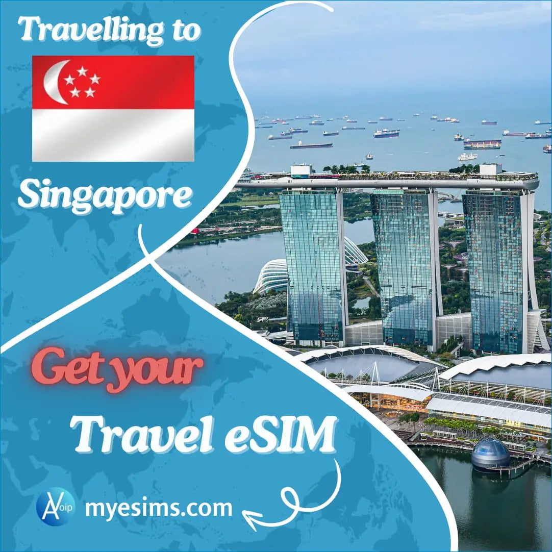 Singapore skyline featuring Marina Bay Sands and travel eSIM connectivity