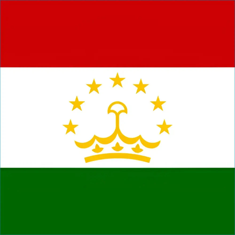 Tajikistan flag with red and green colors and yellow crown design, ideal for travel esim data plan