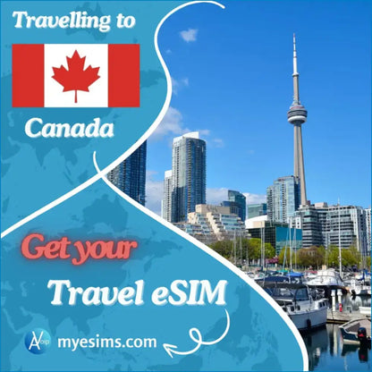 Canada eSIM with Canadian flag design for roaming data plans on the USA & Canada eSIM product