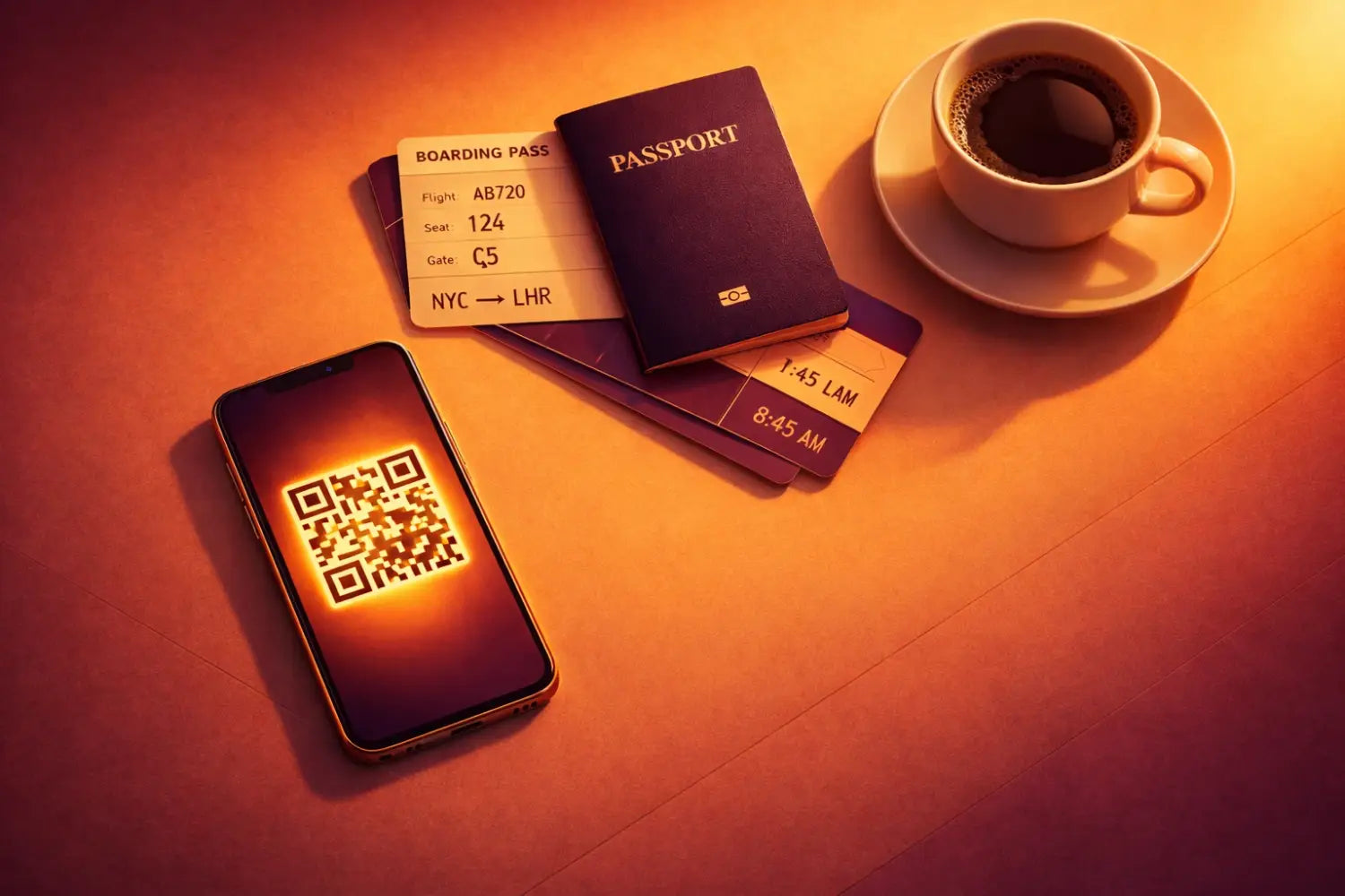 Smartphone displaying glowing QR code for Middle East eSIM Gulf trip